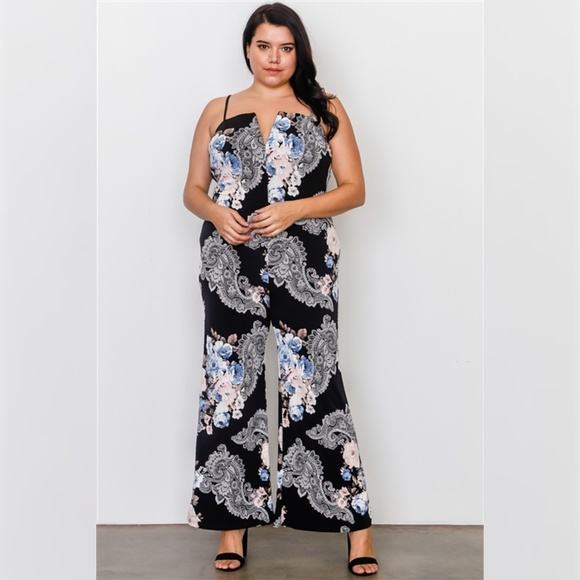 Pants - Plus size Junior wide leg Boho jumpsuit Black New